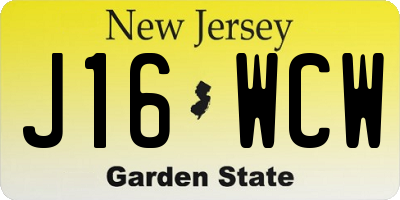 NJ license plate J16WCW