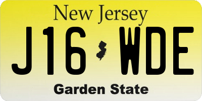 NJ license plate J16WDE