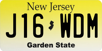 NJ license plate J16WDM