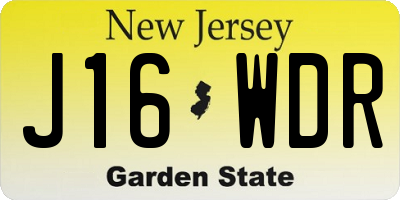 NJ license plate J16WDR