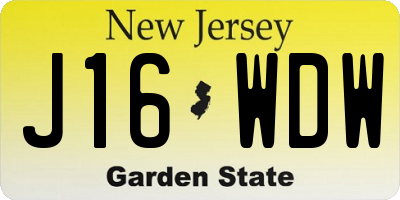 NJ license plate J16WDW