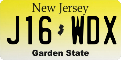 NJ license plate J16WDX