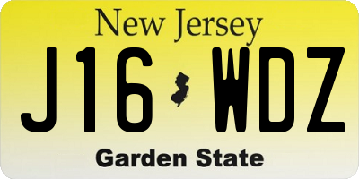NJ license plate J16WDZ