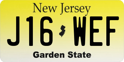 NJ license plate J16WEF