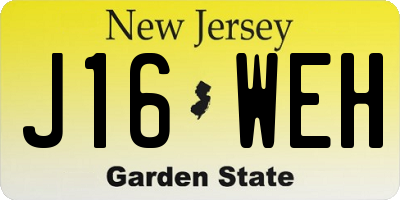 NJ license plate J16WEH