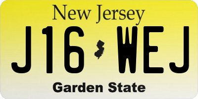 NJ license plate J16WEJ