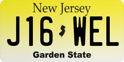 NJ license plate J16WEL