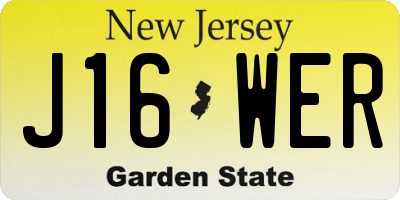 NJ license plate J16WER