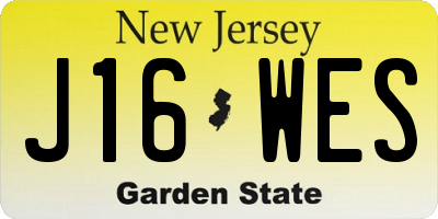 NJ license plate J16WES