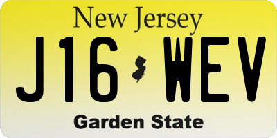 NJ license plate J16WEV