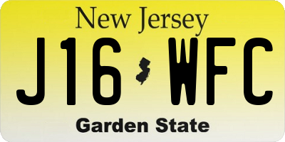 NJ license plate J16WFC