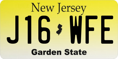 NJ license plate J16WFE