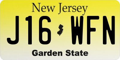 NJ license plate J16WFN