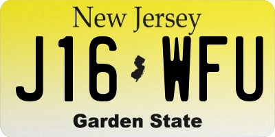 NJ license plate J16WFU