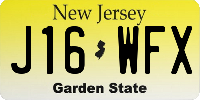 NJ license plate J16WFX