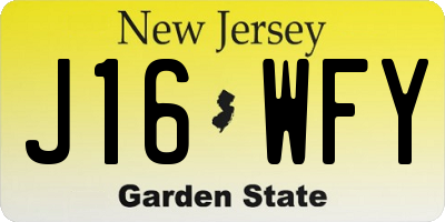 NJ license plate J16WFY