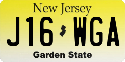 NJ license plate J16WGA