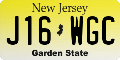 NJ license plate J16WGC