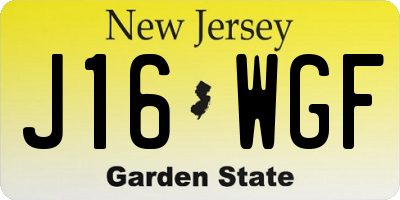 NJ license plate J16WGF
