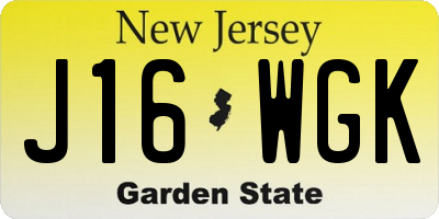 NJ license plate J16WGK