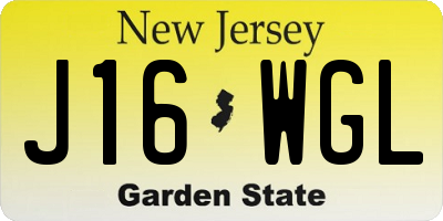 NJ license plate J16WGL