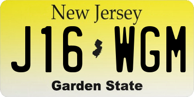 NJ license plate J16WGM