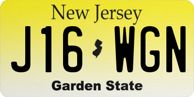NJ license plate J16WGN