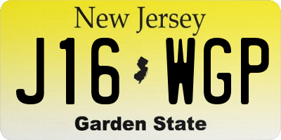 NJ license plate J16WGP