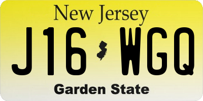 NJ license plate J16WGQ