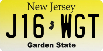 NJ license plate J16WGT