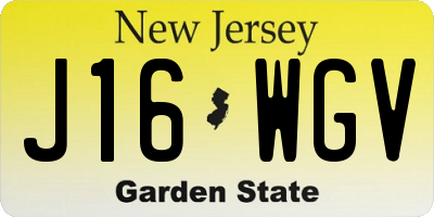 NJ license plate J16WGV