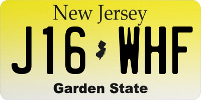 NJ license plate J16WHF