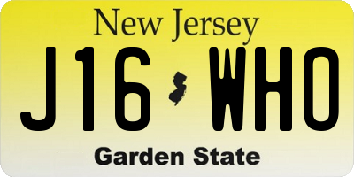 NJ license plate J16WHO