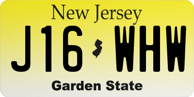 NJ license plate J16WHW