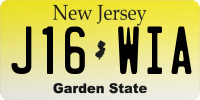 NJ license plate J16WIA