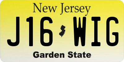 NJ license plate J16WIG