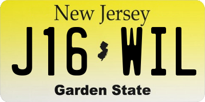 NJ license plate J16WIL