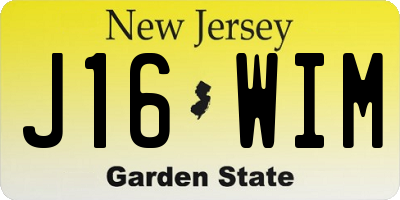 NJ license plate J16WIM