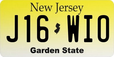 NJ license plate J16WIO