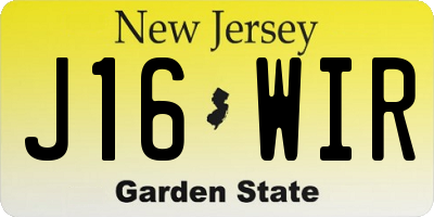 NJ license plate J16WIR