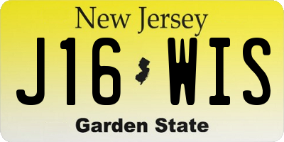 NJ license plate J16WIS