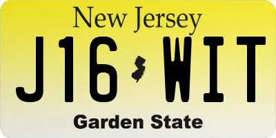 NJ license plate J16WIT