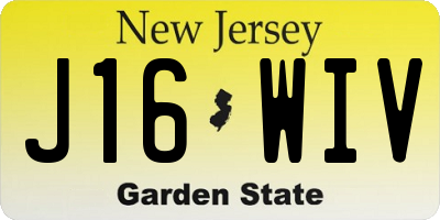 NJ license plate J16WIV