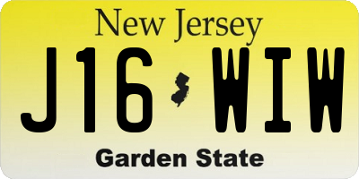 NJ license plate J16WIW