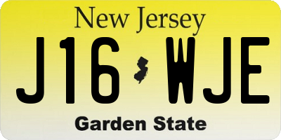 NJ license plate J16WJE