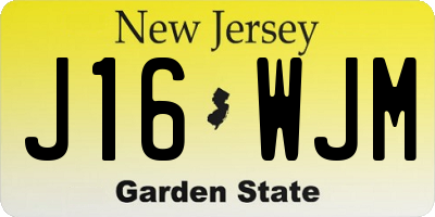 NJ license plate J16WJM