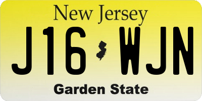 NJ license plate J16WJN