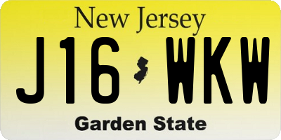 NJ license plate J16WKW
