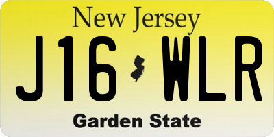 NJ license plate J16WLR