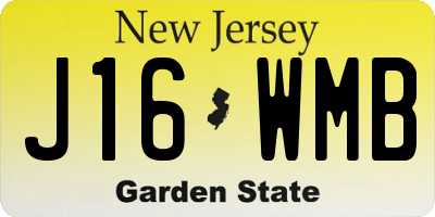 NJ license plate J16WMB